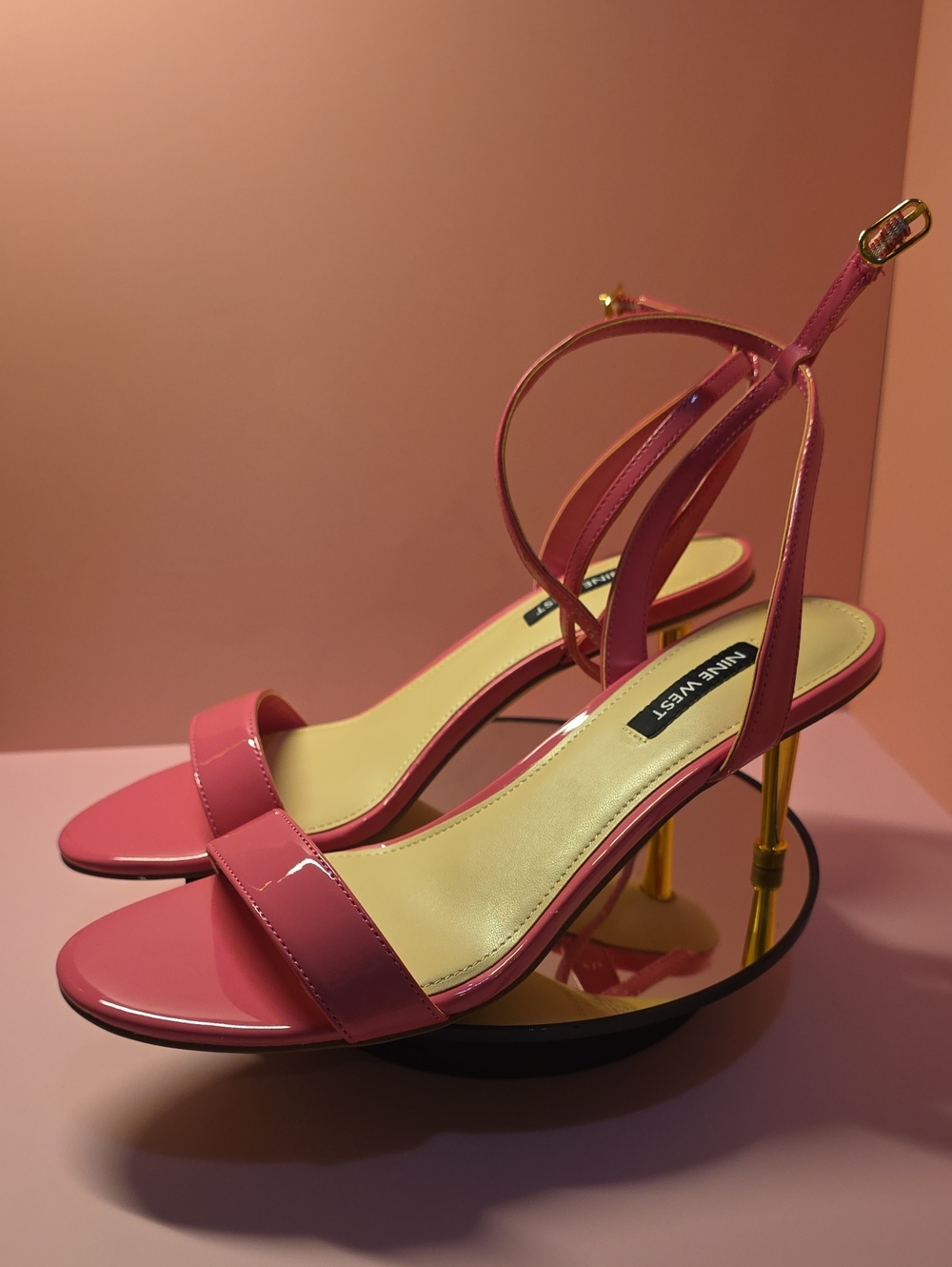 Calvin Klein Pink Patent Ankle-Strap Heels